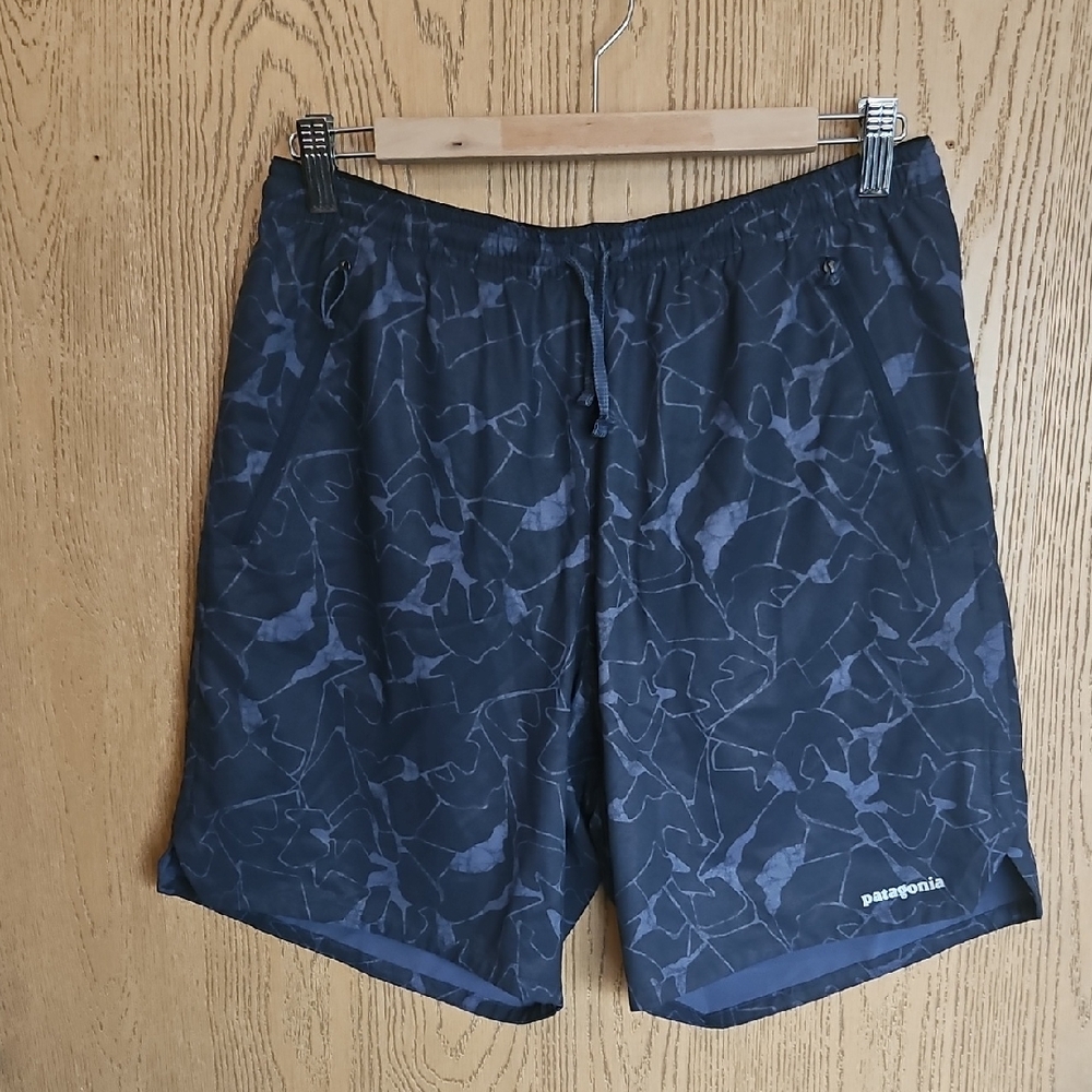 Patagonia Navy Patterned Swim Trunks